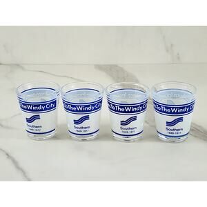 Southern Airways Airline Shot Glass Chicago The Windy City 1949 - 1977 x4 Vtg